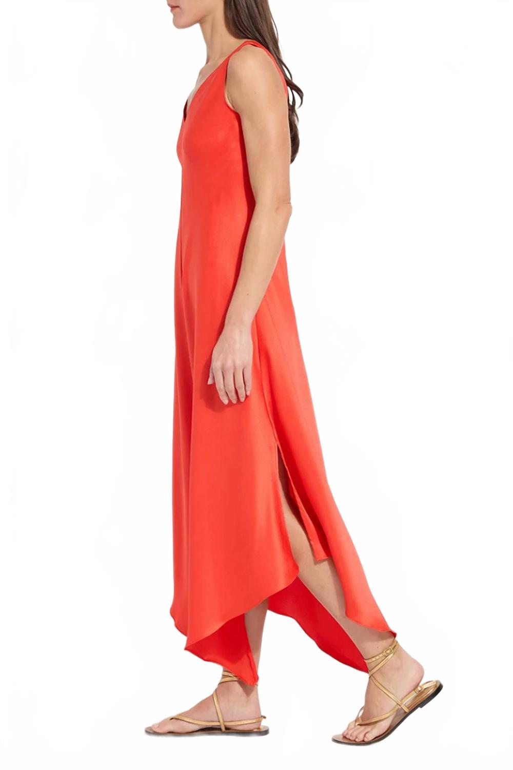 Sakura Bias Handkerchief Dress In Red Kiss