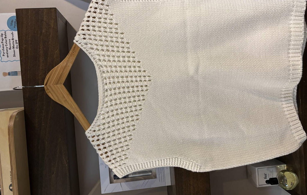 Open Knit Sweater In White