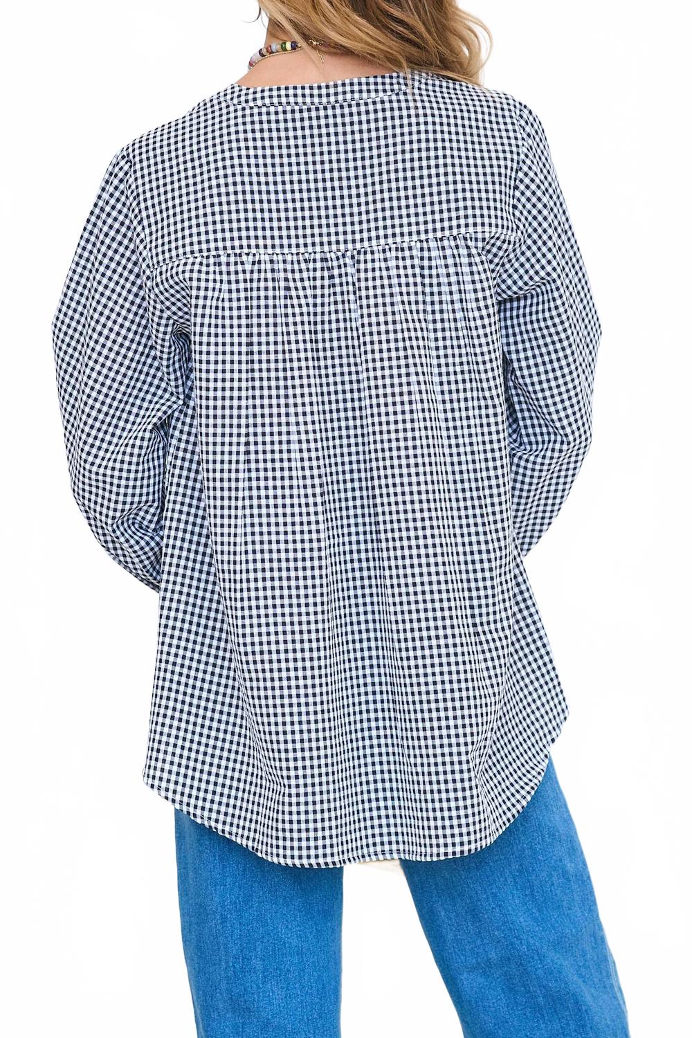 Finley Gingham Button Up Shirt In Black/ White