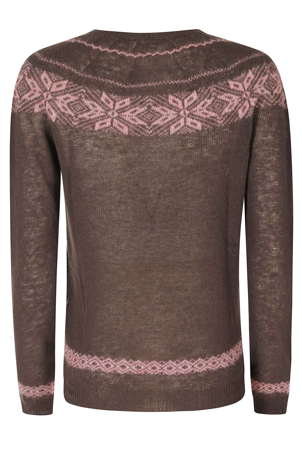 Dark Brown Fair Isle Virgin Wool-Blend Sweater
