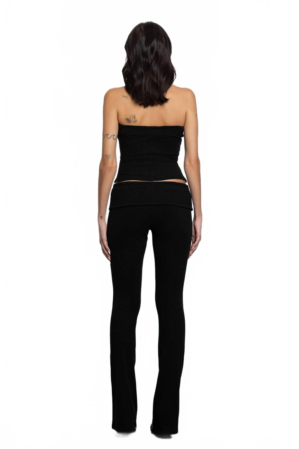 Jersey Tube Top & Pant Set In Black
