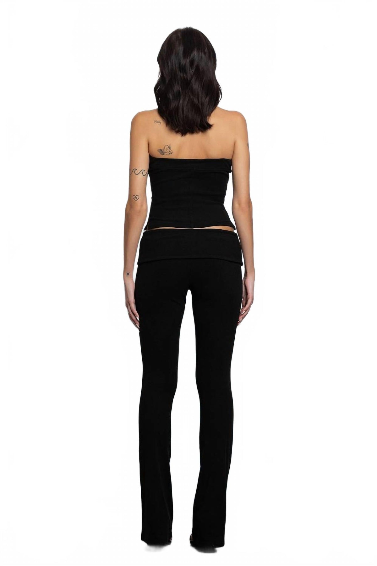 Jersey Tube Top & Pant Set In Black