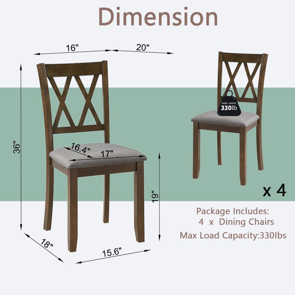 Wooden Dining Chairs with Padded Seats
