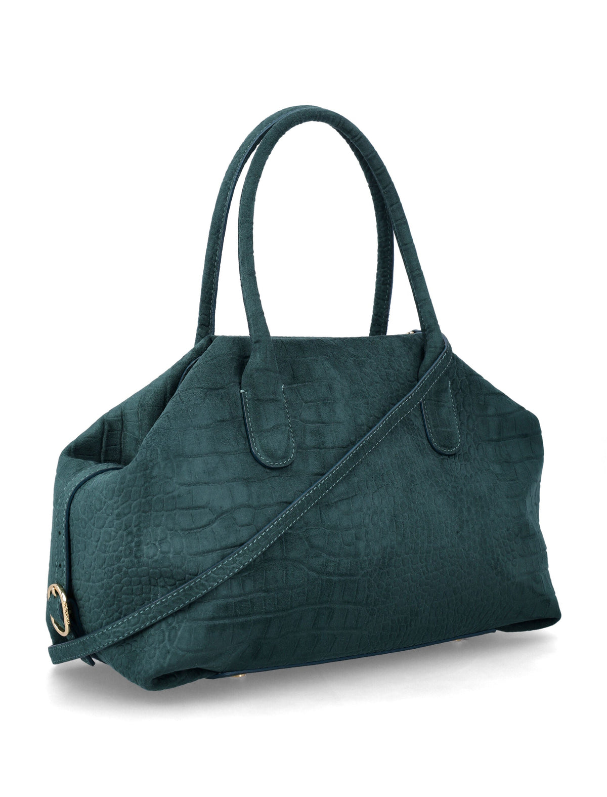 Structured Green Vegan Suede Talia Trunk Medium Bag