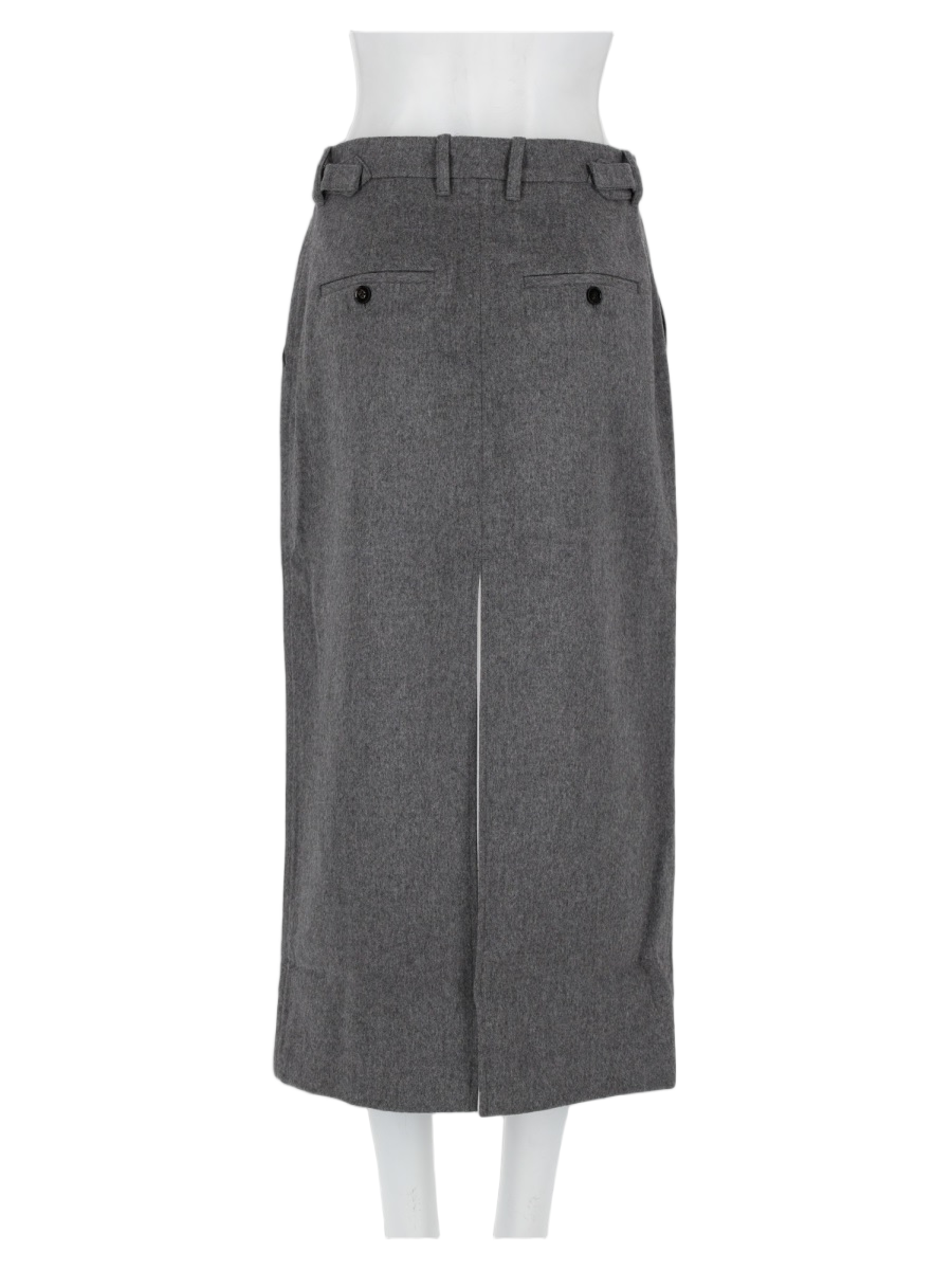 Knee-Length Tailored Grey Virgin Wool-Blend Skirt