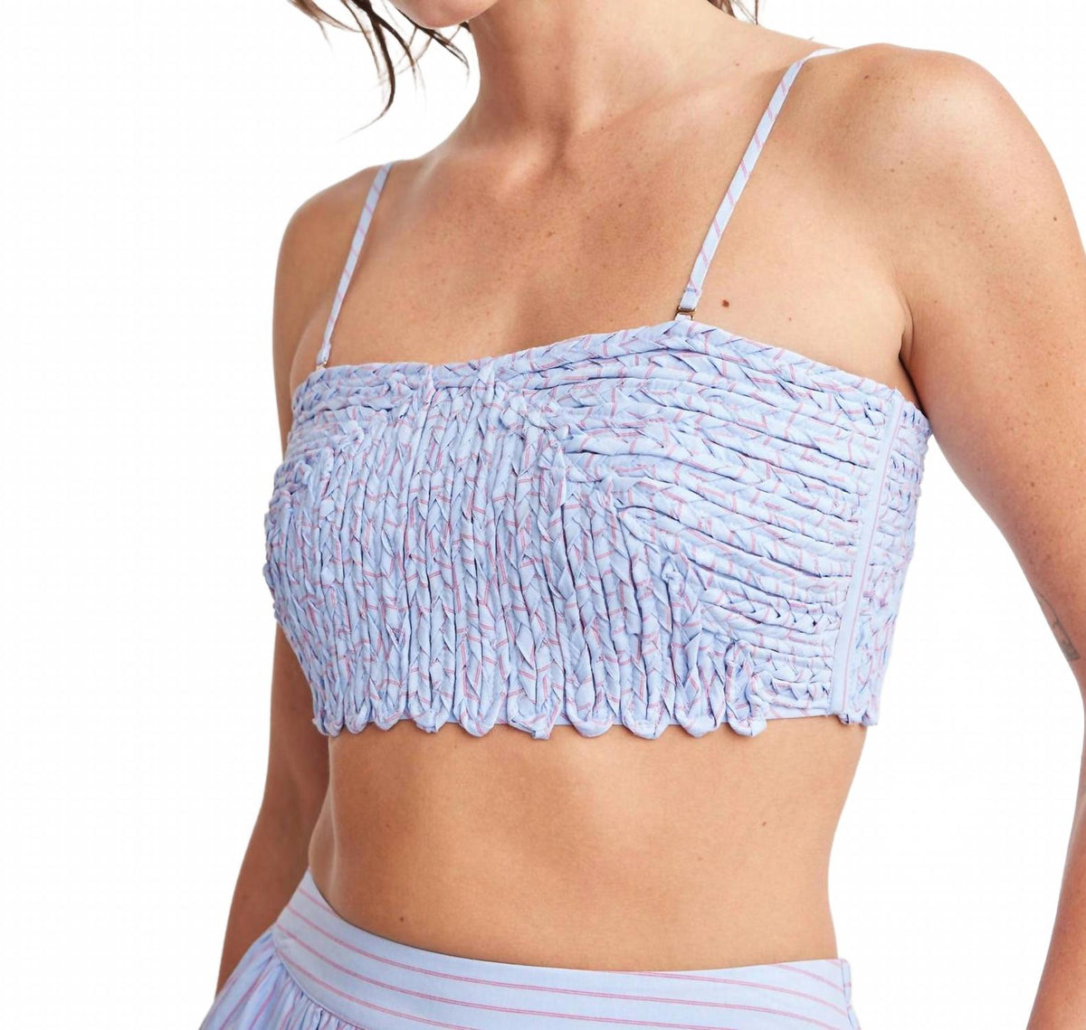 Milani Removable Straps Bandeau Top In Sky/red Stripe