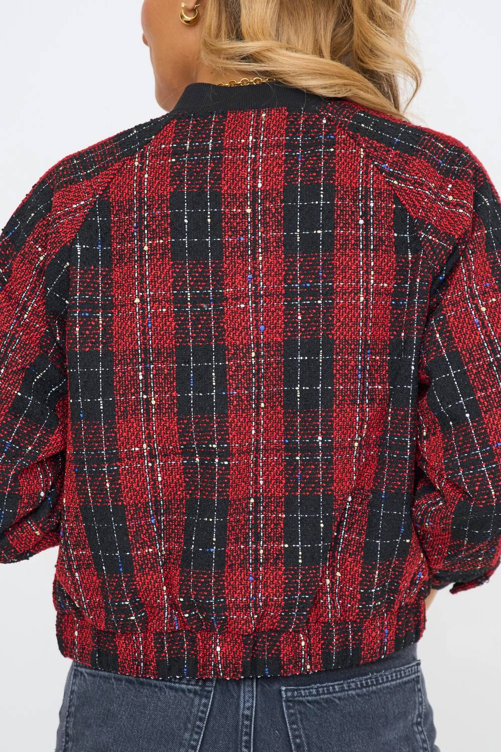 Plaid Bomber Jacket In Red