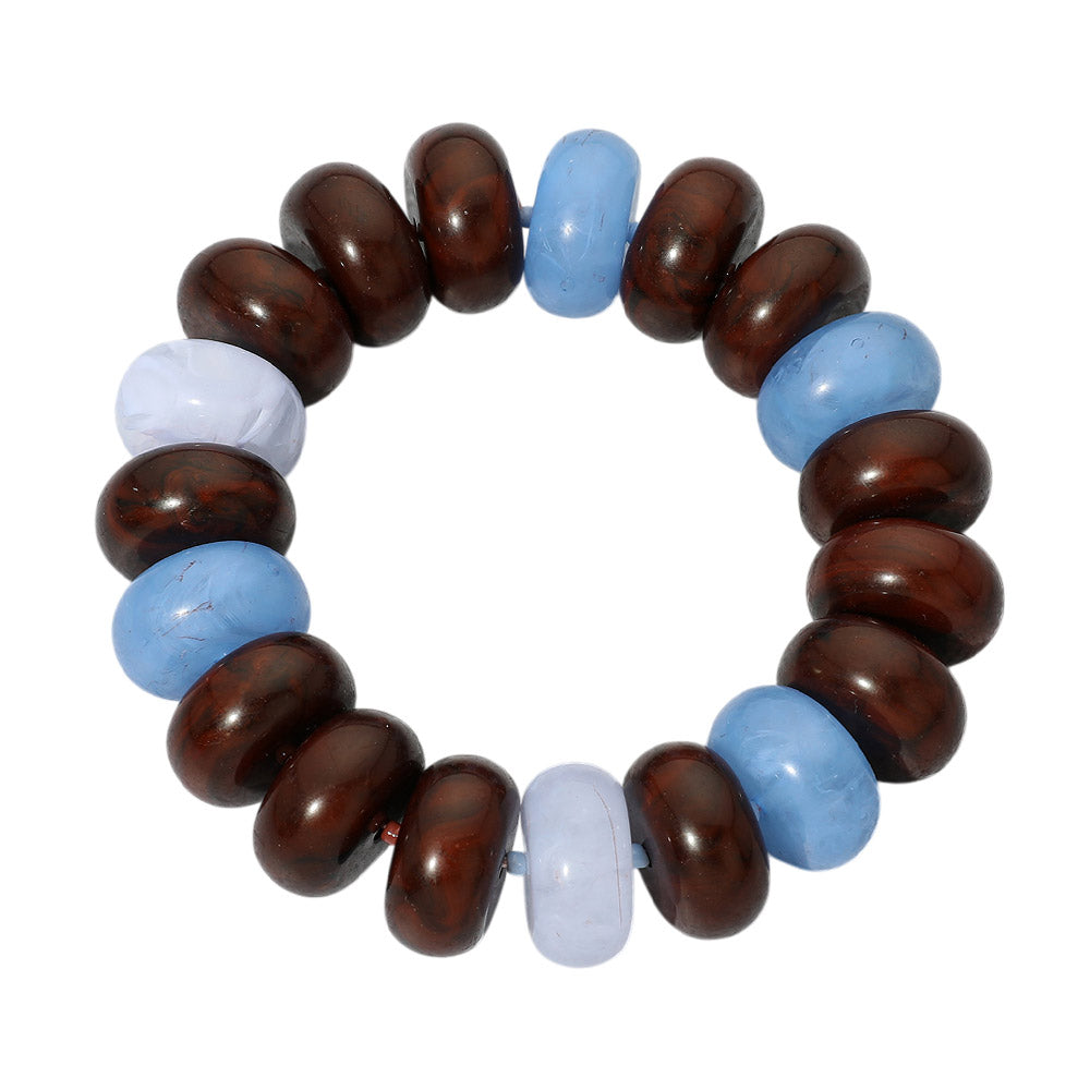 Chunky Marbled Rounded Pebble Beaded Stretch Bracelet