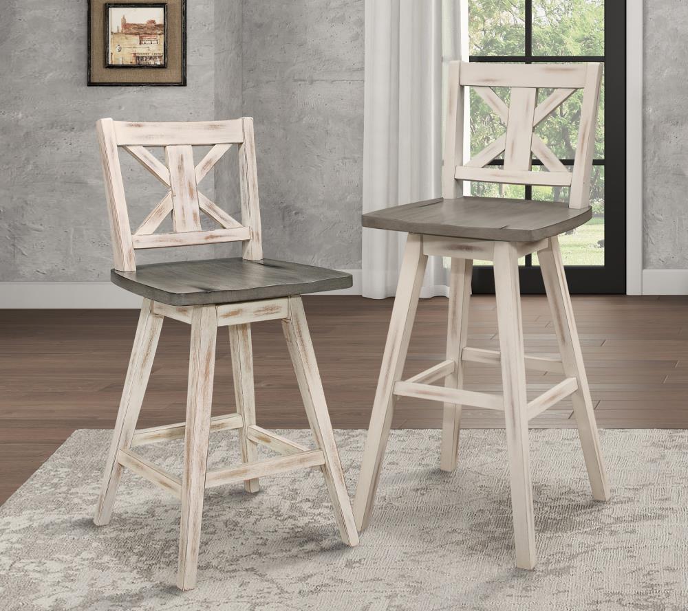 Set of 2 Two-Tone Wooden Swivel Dining Chairs