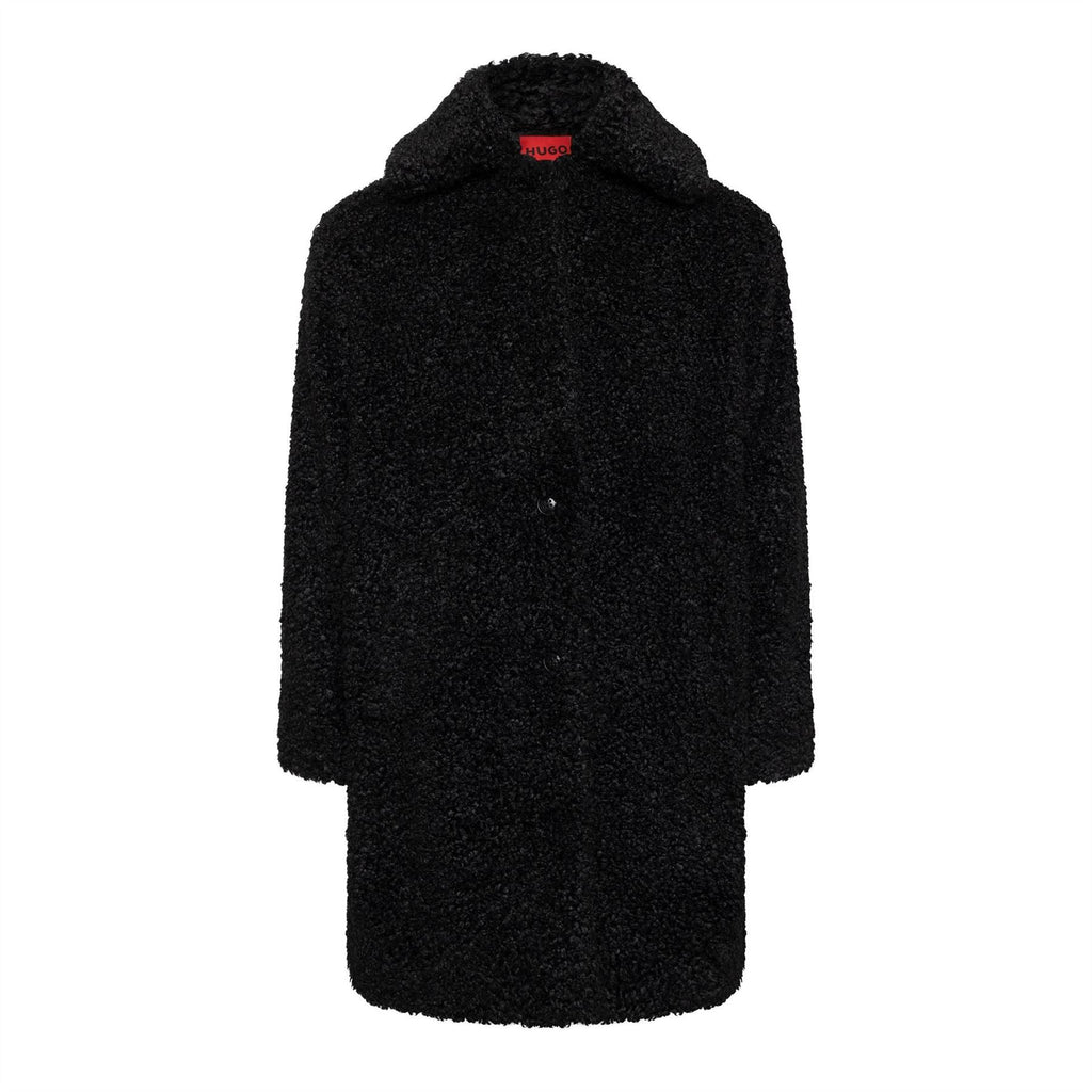 Hugo Textured Teddy Bear Over Coat with Shirt Collar