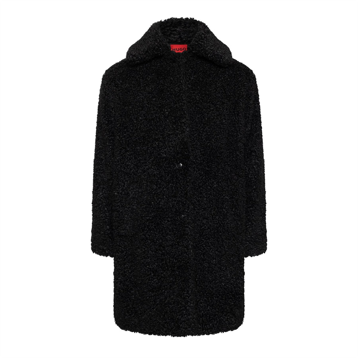 Hugo Textured Teddy Bear Over Coat with Shirt Collar