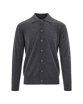 Melange Grey Wool Long-Sleeve Cardigan