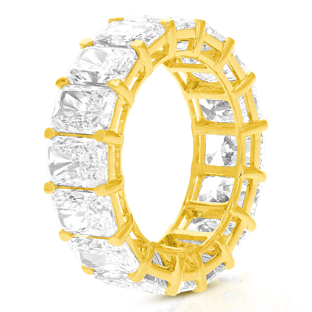 10 cttw Radiant Lab Grown Diamond Eternity Ring Wedding Band in 14K Yellow Gold For Women