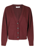 Bordeaux Cropped V-Neck Wool-Cashmere Cardigan