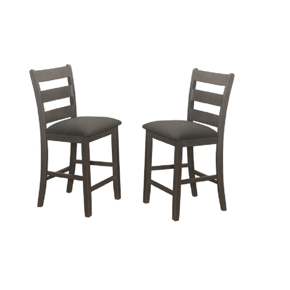 Set of 2 Rubberwood Ladder-Back Counter Chairs
