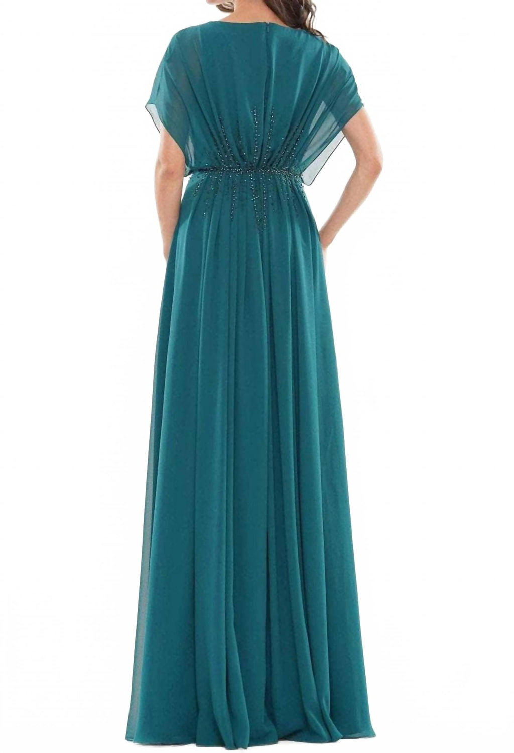 Embellished Chiffon Formal Maxi Dress In Deep Green