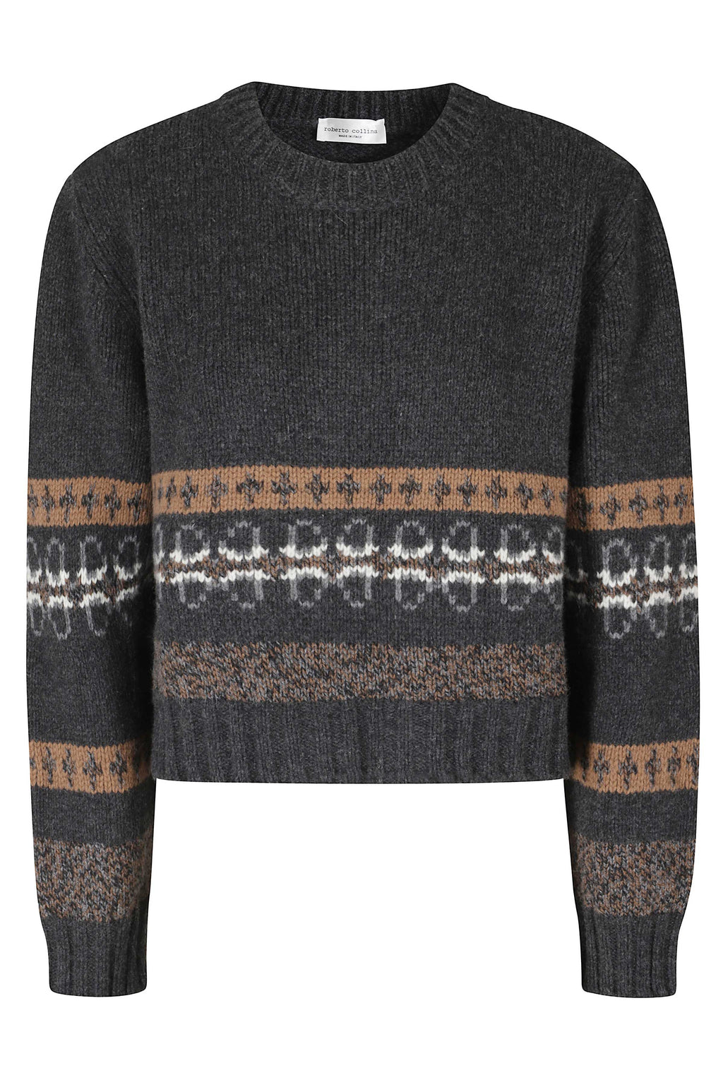 Anthracite Mouliné Stripe Virgin Wool-Blend Sweater