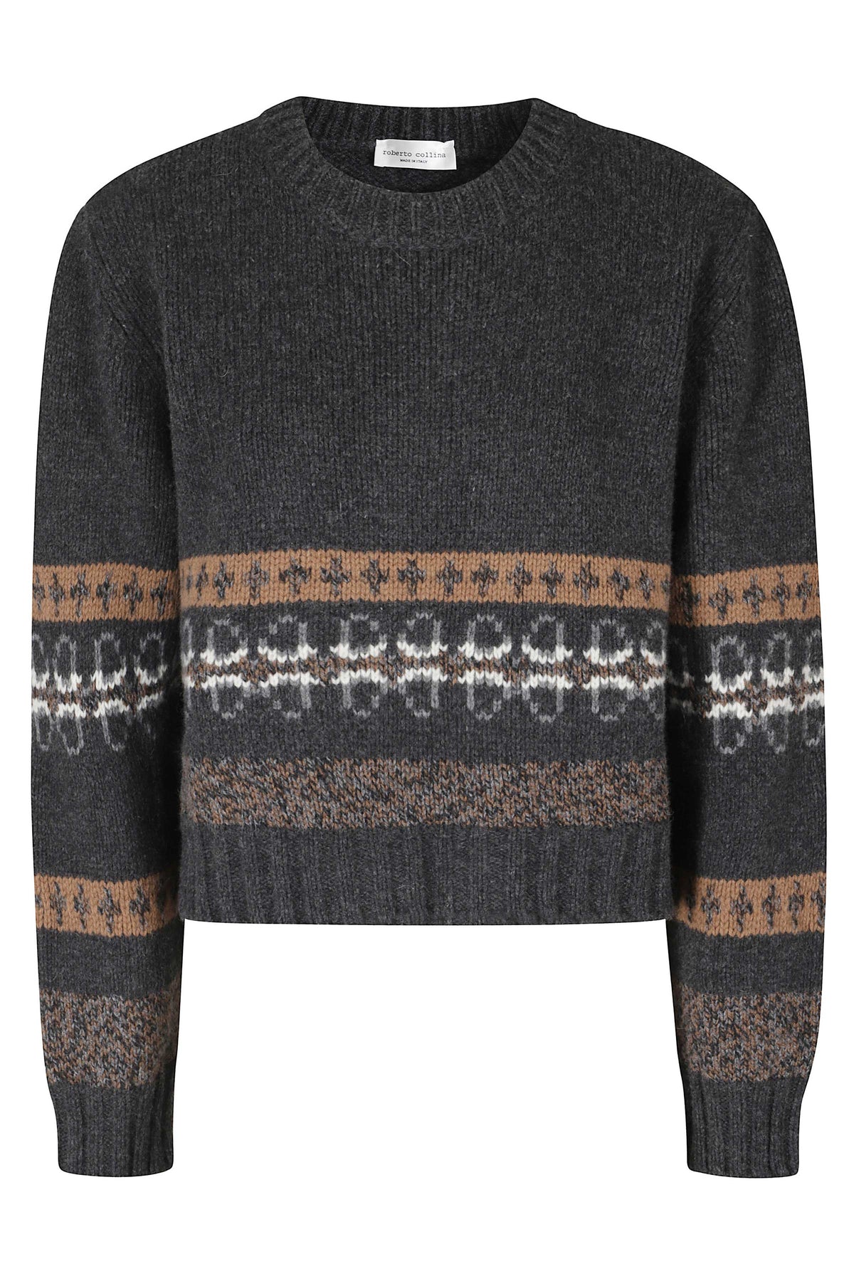 Anthracite Mouliné Stripe Virgin Wool-Blend Sweater