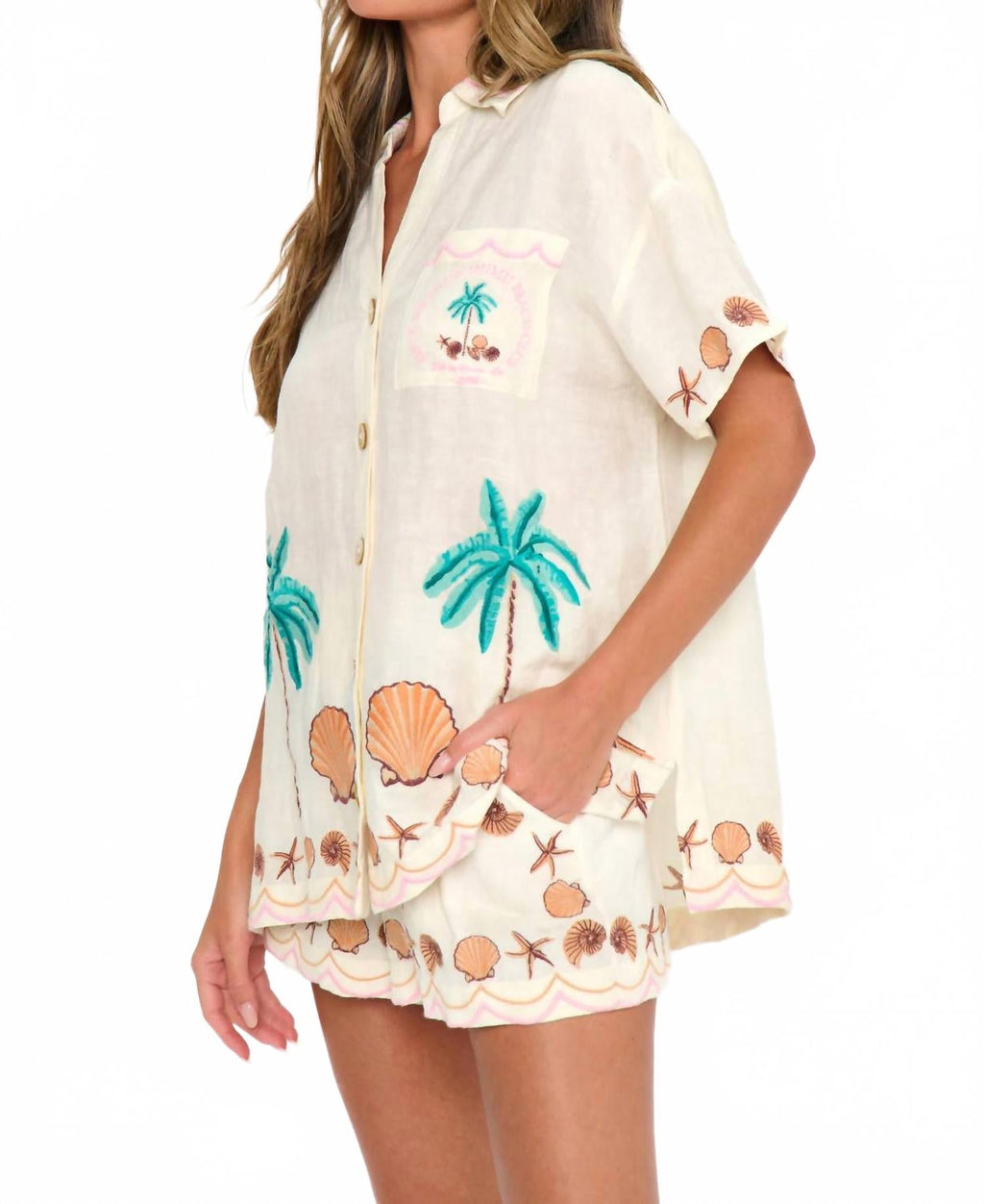 Parker Button Down Shirt In Beachfront Embroidery