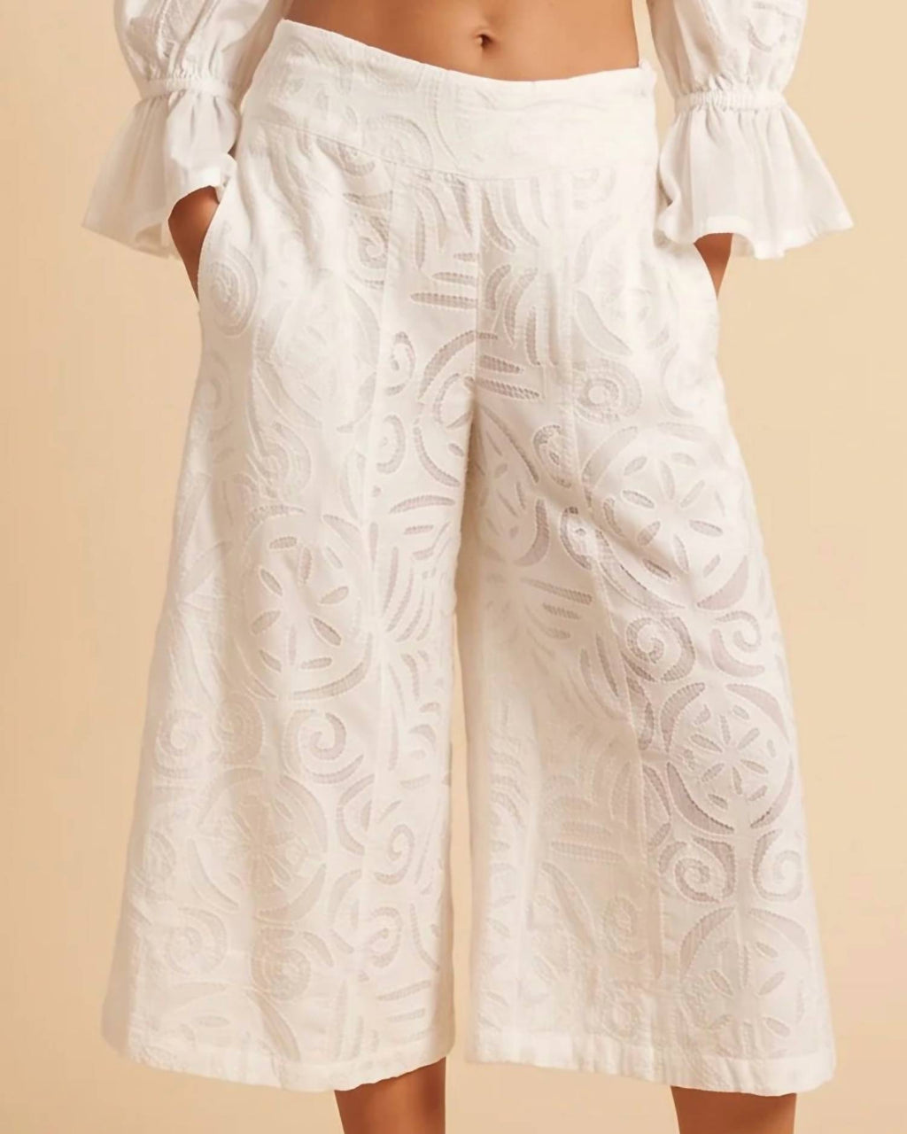 Emily Culotte-Style Pants In White