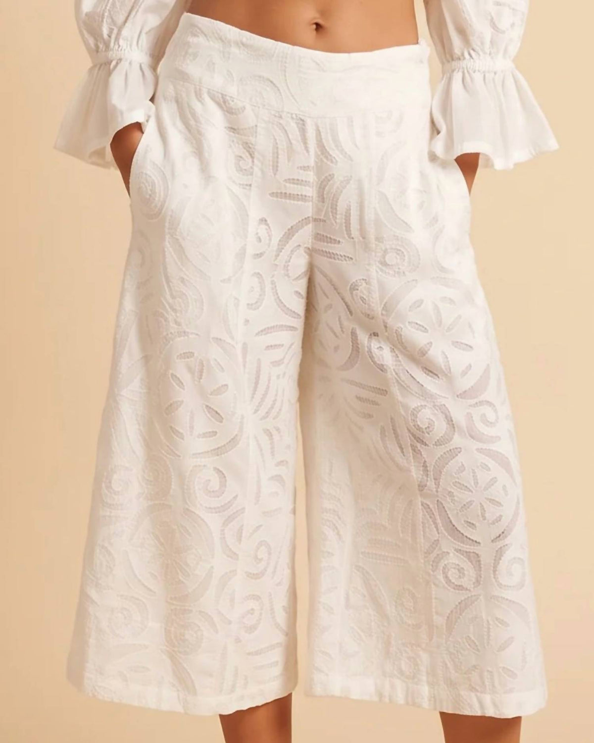 Emily Culotte-Style Pants In White