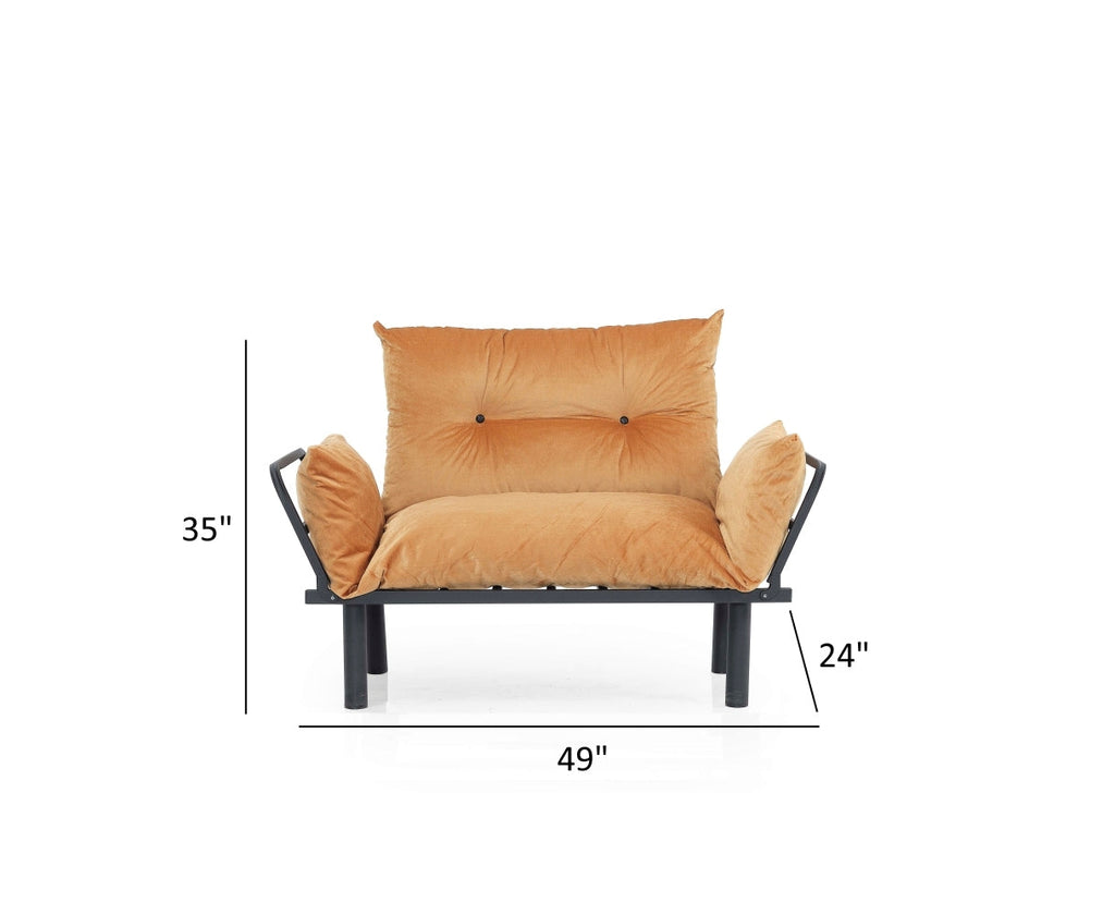 Compact Metal Frame Futon Loveseat