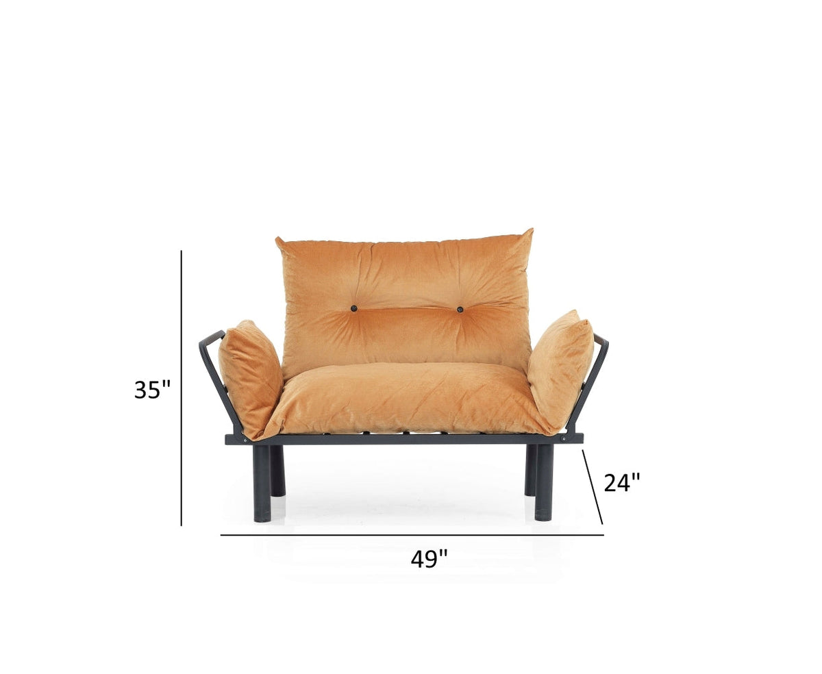 Compact Metal Frame Futon Loveseat