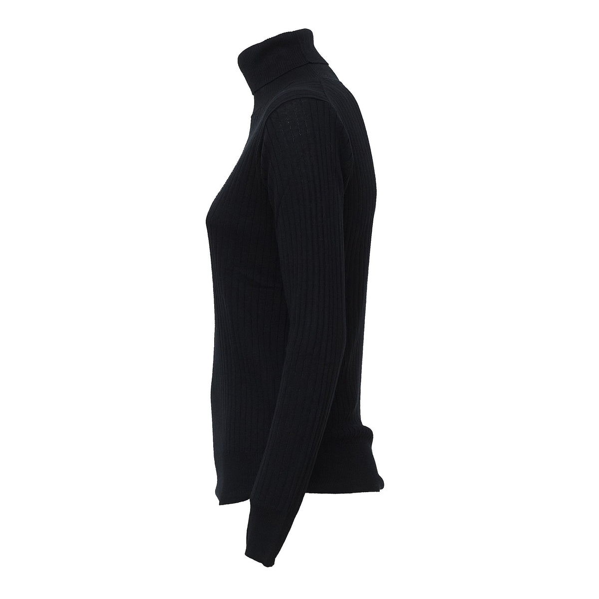 High Neck Ribbed Knit Long-Sleeve Pullover