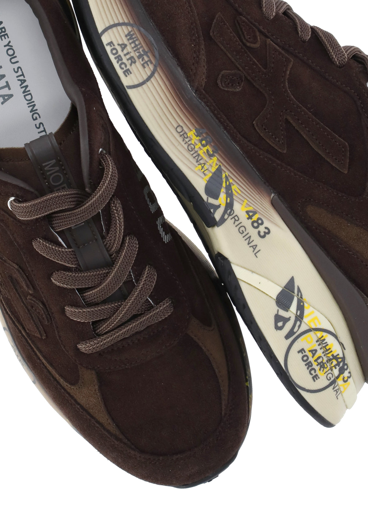 Brown Moerun 8636 Suede Leather Low-Top Sneakers