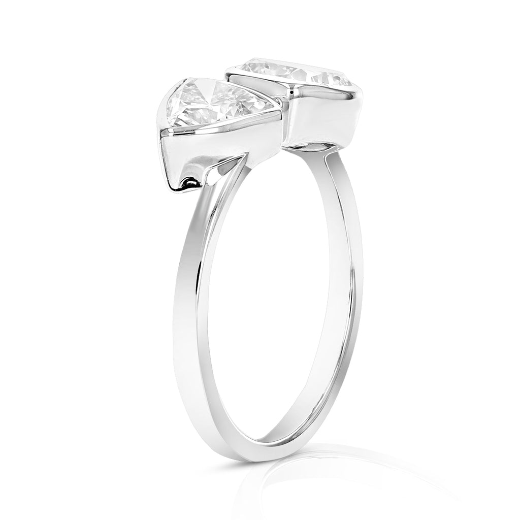 2 cttw Cushion and Trillion Lab Grown Diamond 2 Stone Engagement Ring in 14K White Gold For Women