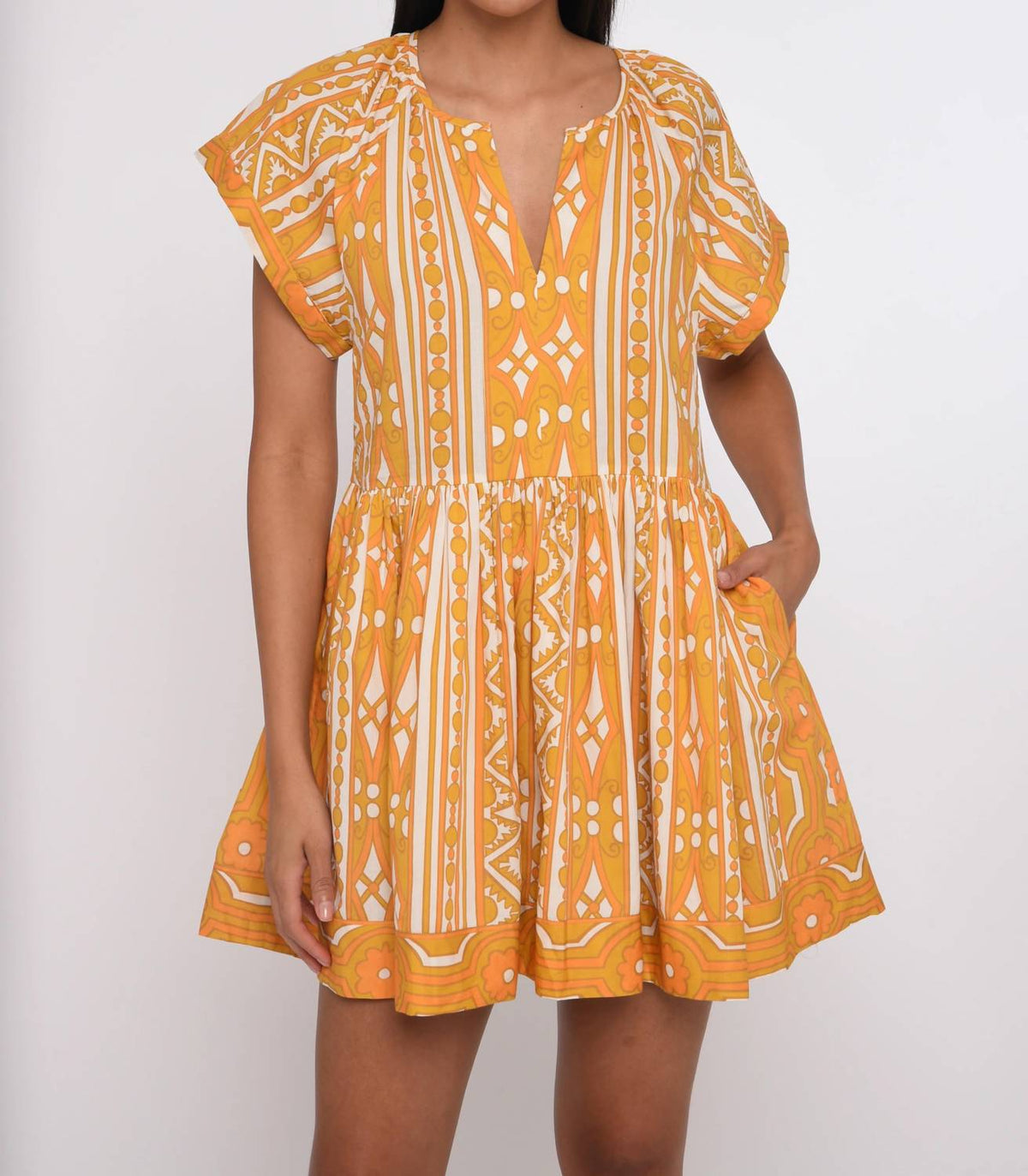 Zelda Shirt Sleeve Dress In Bowen Deco Print