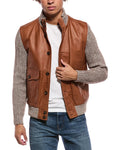 Eleventy Leather Linen-Blend Jacket