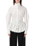 Elaine Popeline High Collar Peplum Blouse