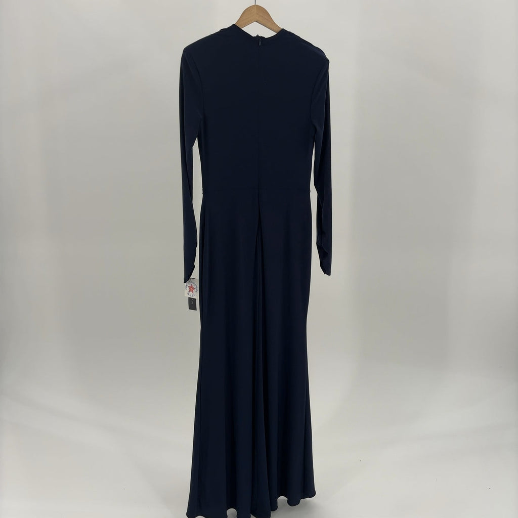 Women's Cowlneck Draped Long-Sleeve Gown
