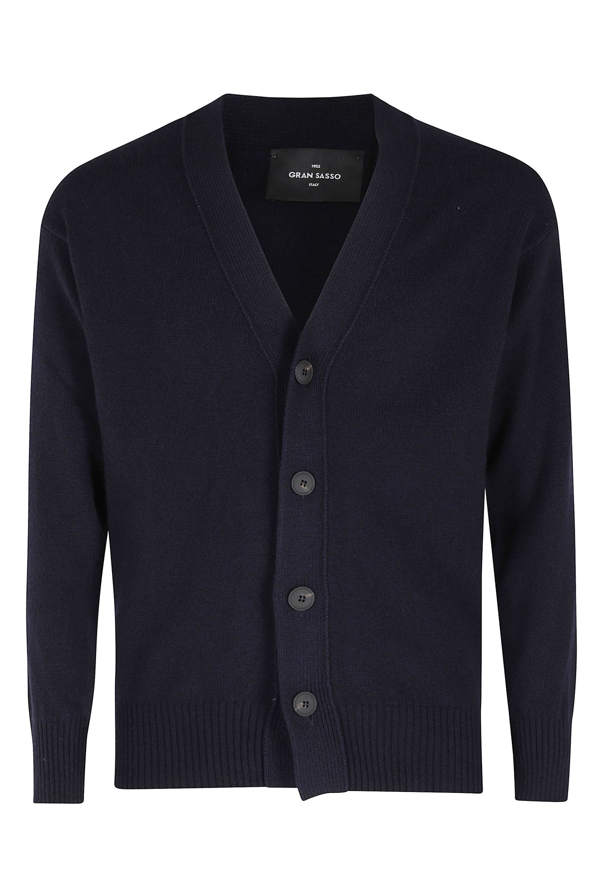 Blue Geelong V-Neck Virgin Wool Cardigan