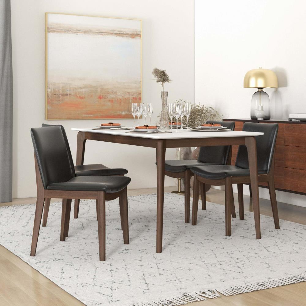 Mid-Century Dining Chair with Vegan Leather Upholstery