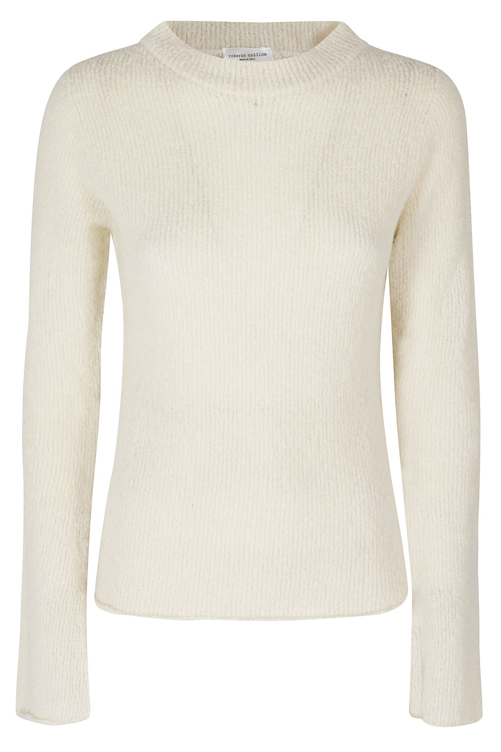 Ecru High-Neck Wool-Blend Turtleneck Sweater