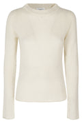 Ecru High-Neck Wool-Blend Turtleneck Sweater