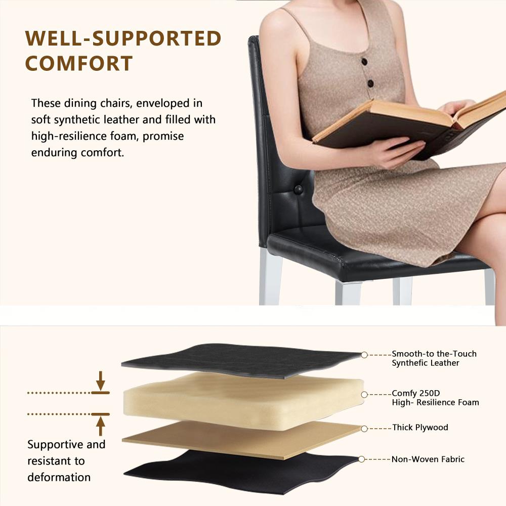 Ergonomic PU Upholstered Dining Chairs