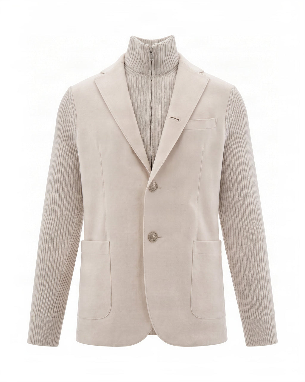 Blazer In Soft Sand Wool With Double-Button Closure