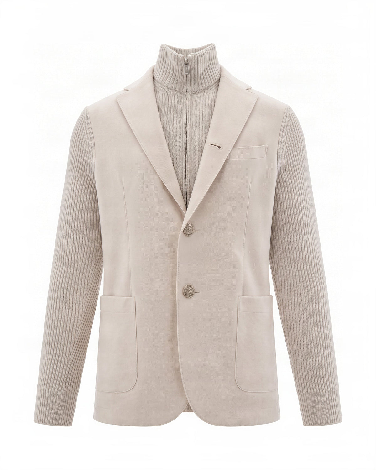 Blazer In Soft Sand Wool With Double-Button Closure