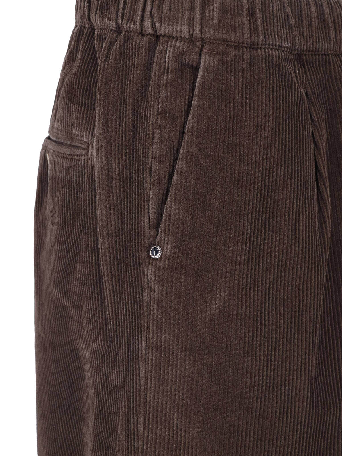 Brown Cotton Corduroy Straight-Leg Pants
