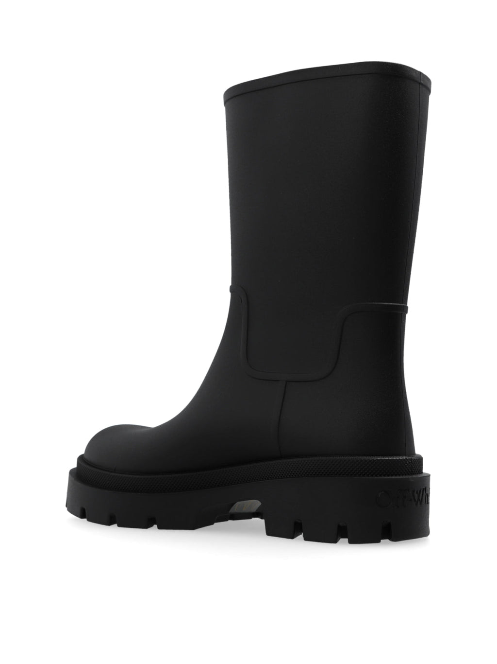 Mid-Calf Black Boots With Chunky Rubber Sole
