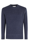 Blue Crewneck Cashmere-Blend Knit Sweater