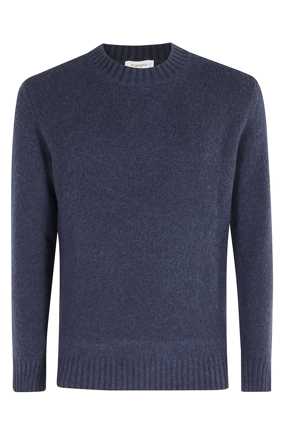 Blue Crewneck Cashmere-Blend Knit Sweater