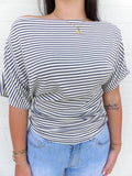 Delilah Striped Knit Top In Blue