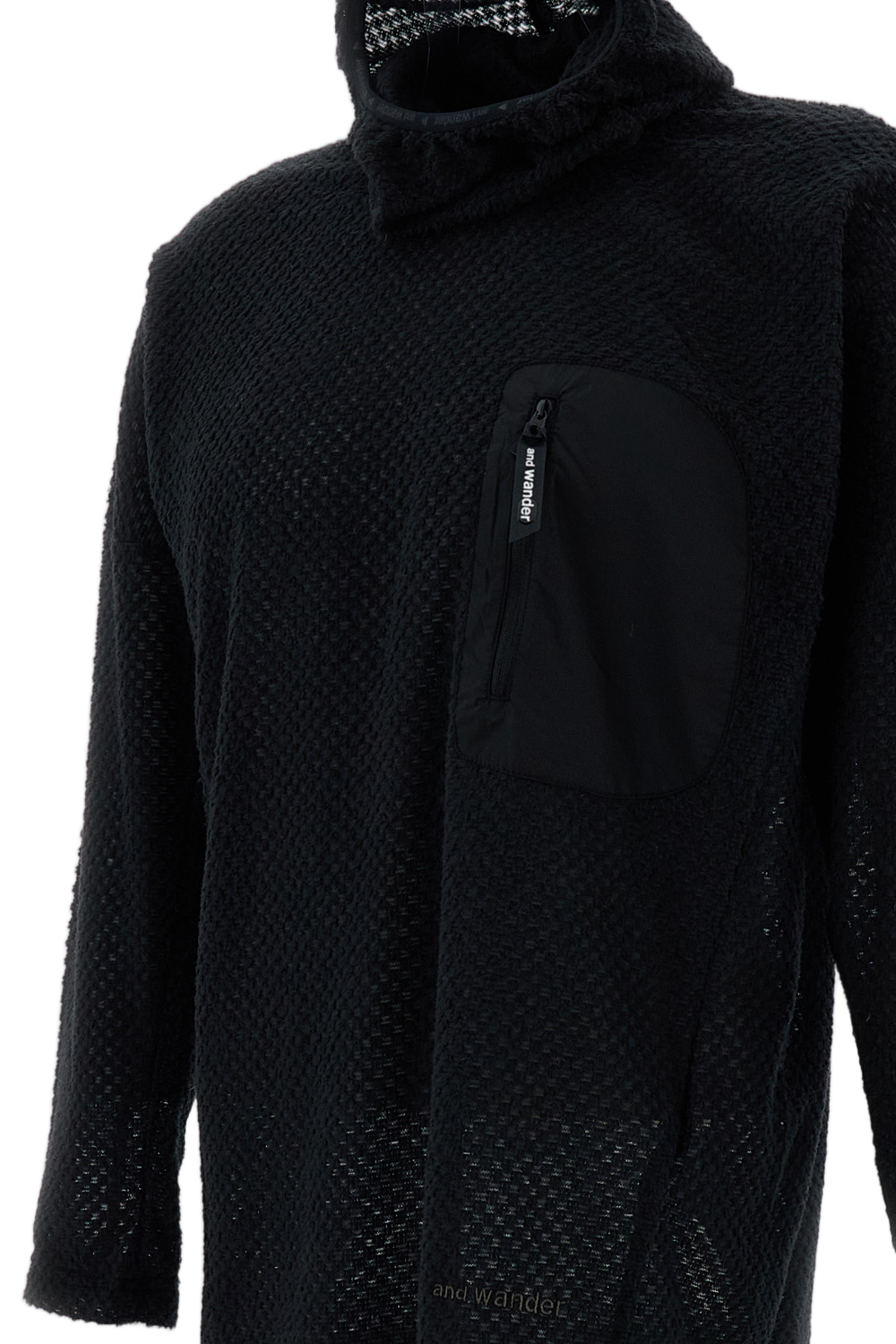 Black High-Neck Fleece Zip Hoodie