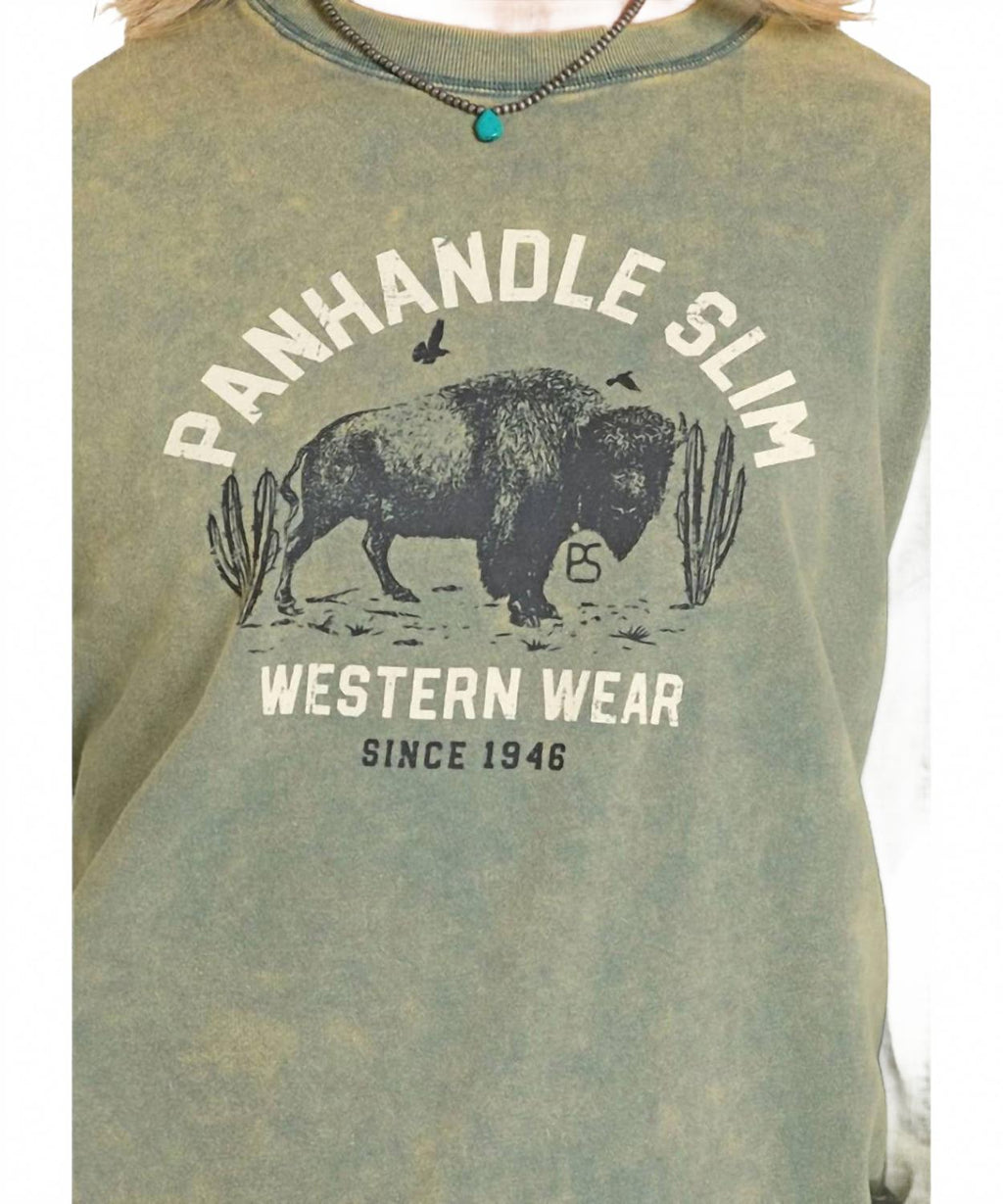 Buffalo Graphic Pullover Sweatshirt In Jade