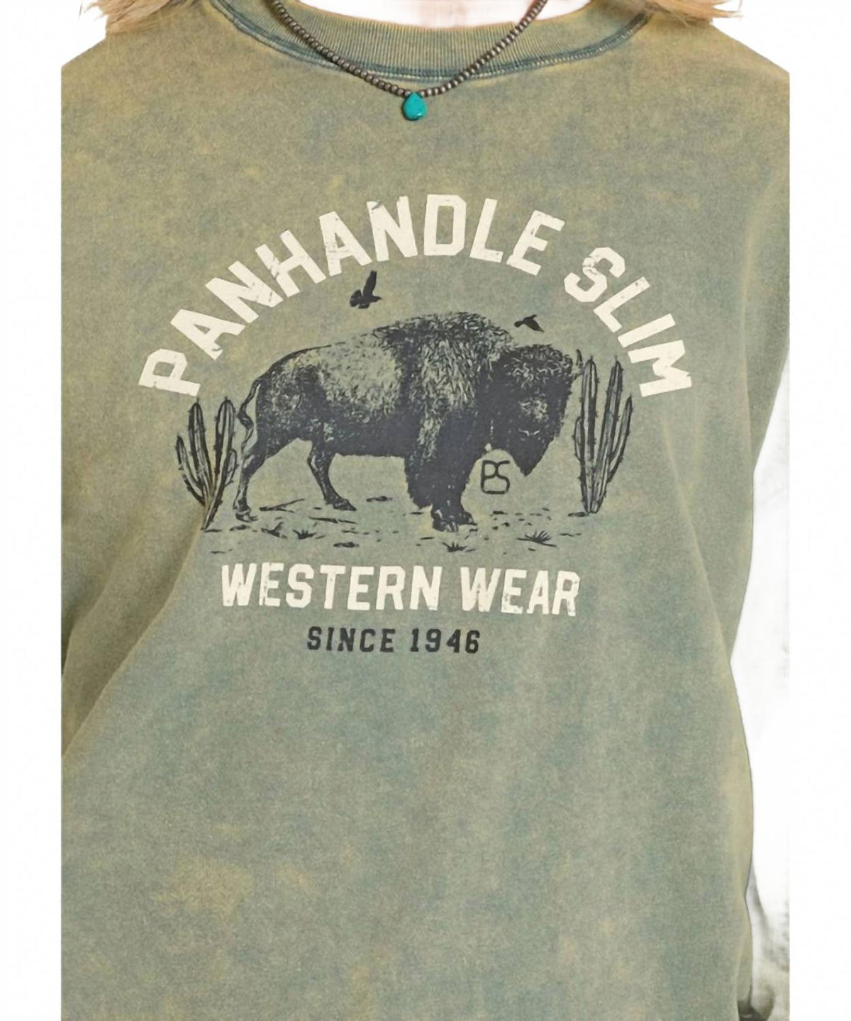 Buffalo Graphic Pullover Sweatshirt In Jade