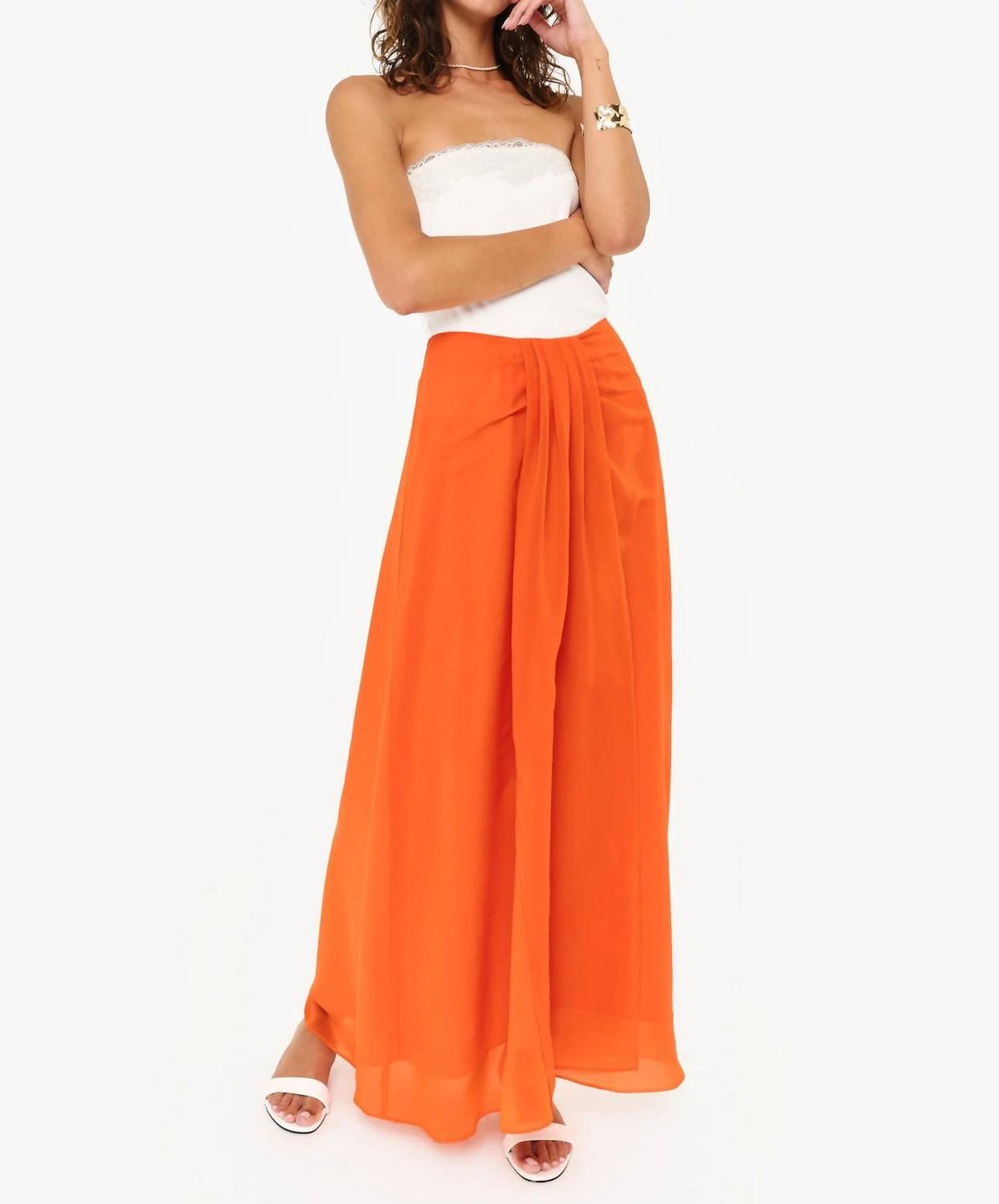 Bahia Chiffon Skirt In Clementine